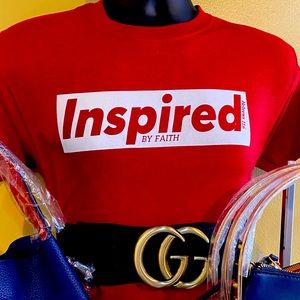 Small - INSPIRE BY FAITH RED UNISEX T-SHIRT
